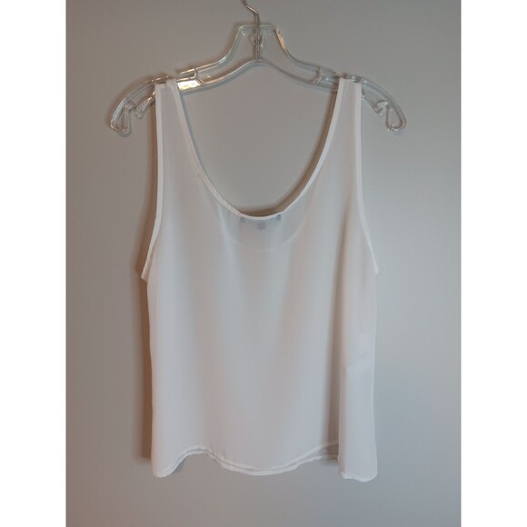 Evan Picone White Sheer Cami Tank Top Sz 12 - Picture 4 of 4
